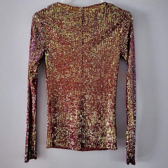 Free People Gold Rush Long Sleeve in Wine Combo Size XS - Picture 6 of 6